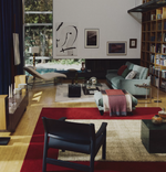 OSLA divan in beige chenille with brushed stainless steel legs 175 cm