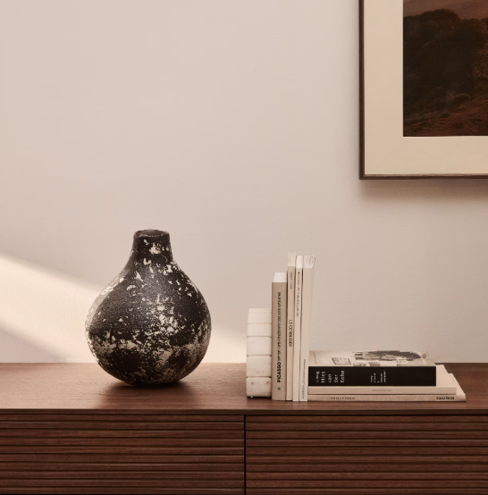 ORELIN ceramic vase in black and white 30 cm