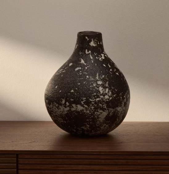ORELIN ceramic vase in black and white 30 cm