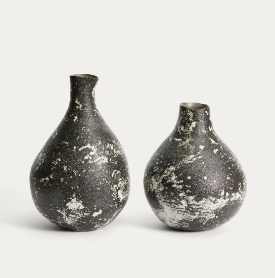 ORELIN ceramic vase in black and white 30 cm