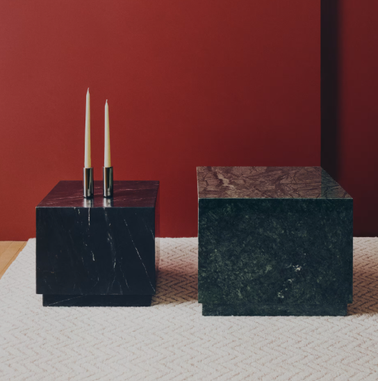 SOREIN side table in black marble 40 x 40 cm