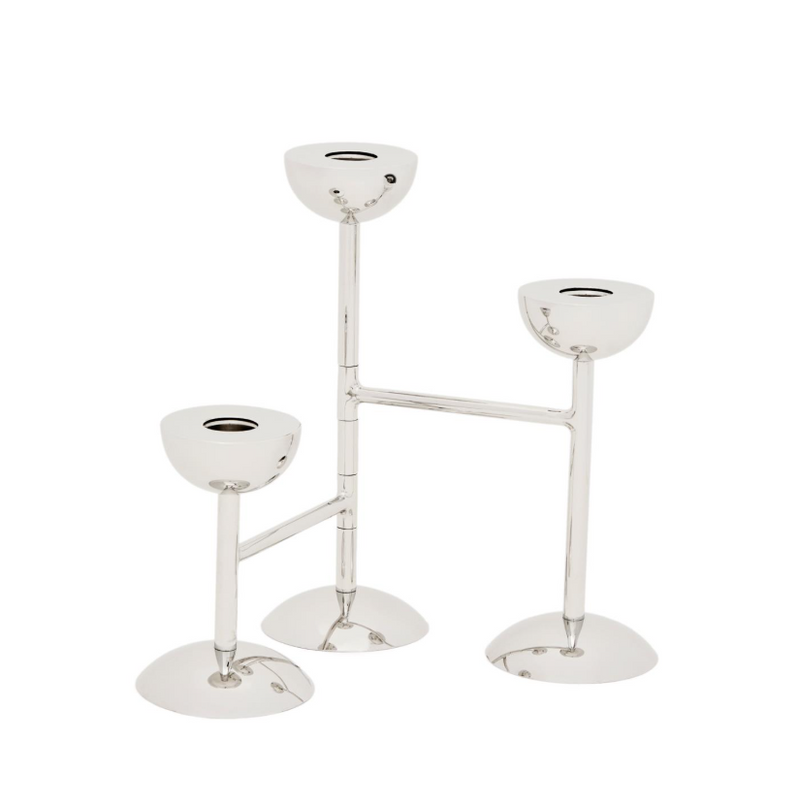 NIRELA triple stainless steel candle holder 22cm