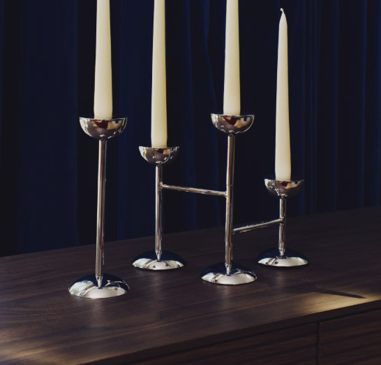 NIRELA triple stainless steel candle holder 22cm