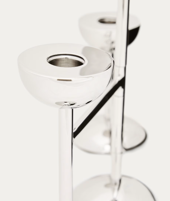 NIRELA triple stainless steel candle holder 22cm