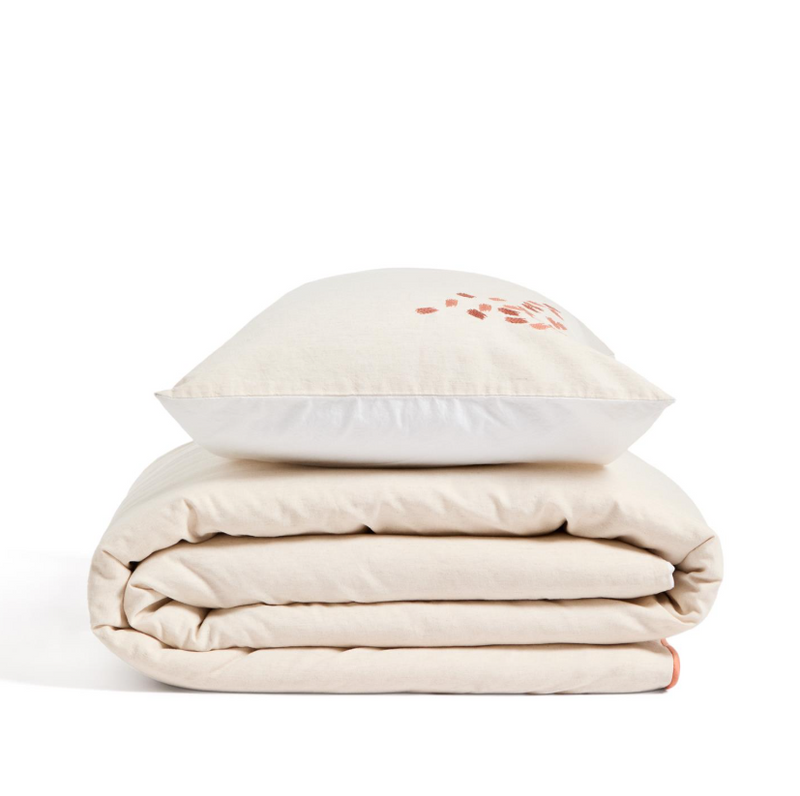 VIRELDA Set navlake za poplun i jastučnice od bež pamuka i lana s izvezenim detaljima