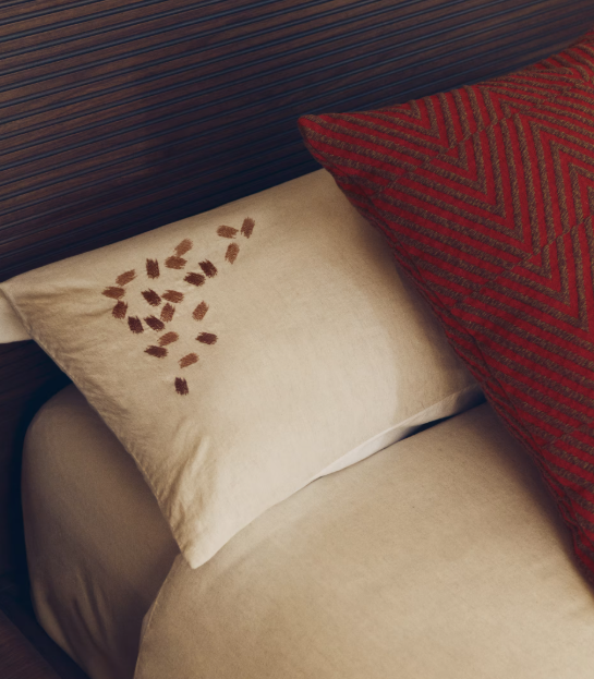 VIRELDA Set navlake za poplun i jastučnice od bež pamuka i lana s izvezenim detaljima