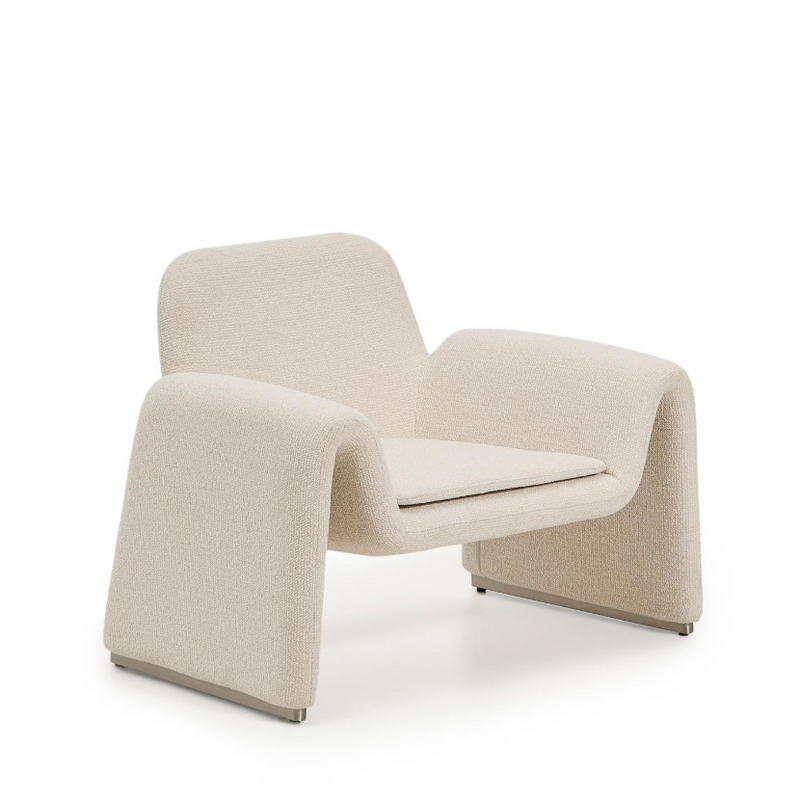MELVIA beige chenille armchair