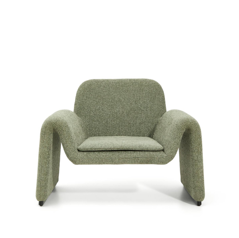 MELVIA green chenille armchair