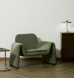 MELVIA green chenille armchair