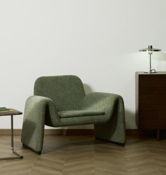 MELVIA green chenille armchair