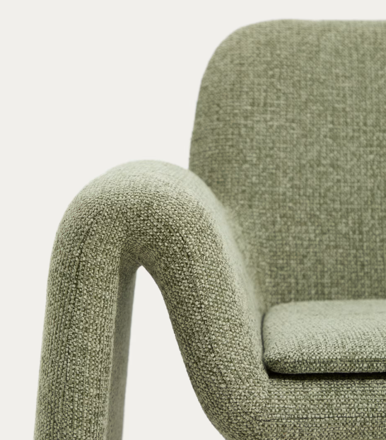 MELVIA green chenille armchair