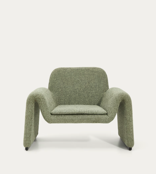 MELVIA green chenille armchair