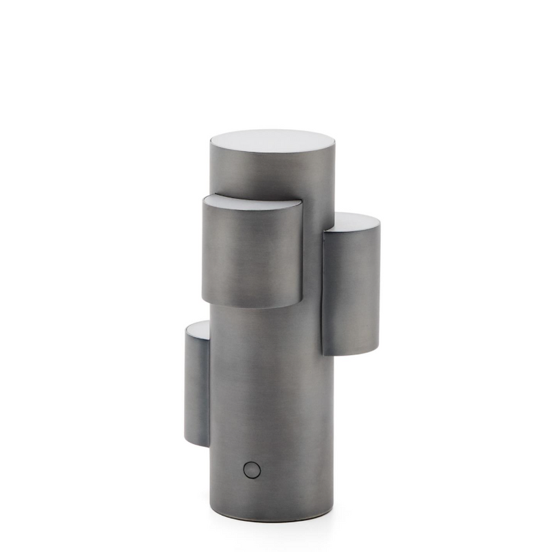 ADRINA portable LED table lamp in dark grey metal with brushed finish