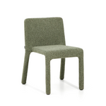 LORIA green chenille stackable chair