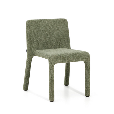 LORIA green chenille stackable chair