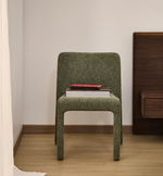 LORIA green chenille stackable chair