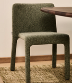 LORIA green chenille stackable chair