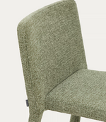 LORIA green chenille stackable chair