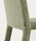 LORIA green chenille stackable chair