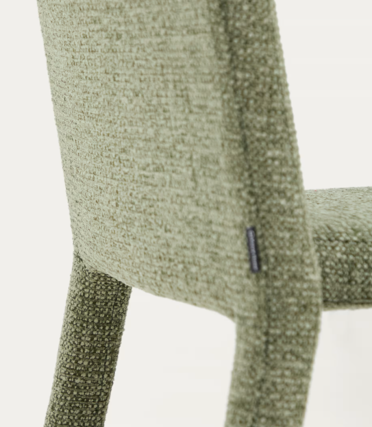 LORIA green chenille stackable chair
