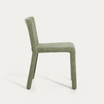 LORIA green chenille stackable chair
