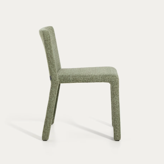 LORIA green chenille stackable chair