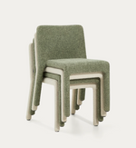 LORIA green chenille stackable chair