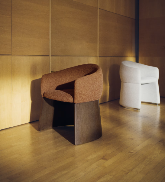 BOSCA stolica od terakota šenila i furnira od oraha