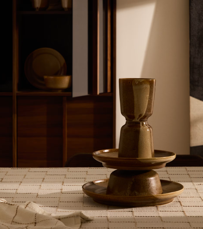 NAGOLI Brown ceramic flat plate