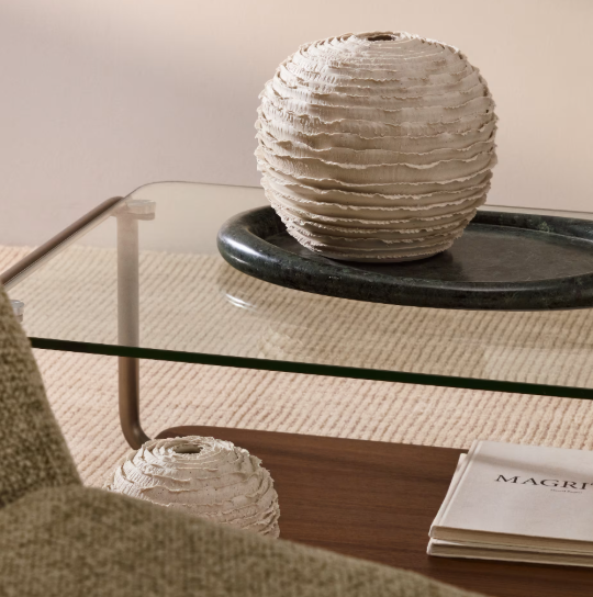 EVANIA vase in beige ceramic 21 cm