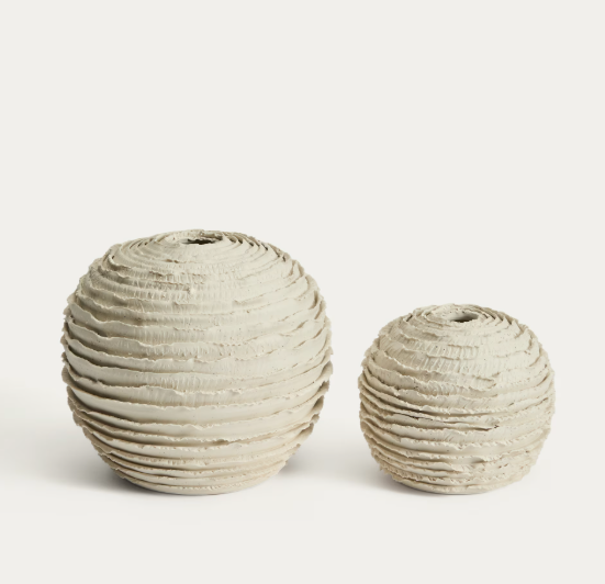 EVANIA vase in beige ceramic 21 cm