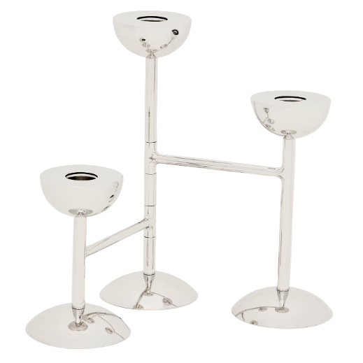 NIRELA Triple stainless steel candle holder 22cm