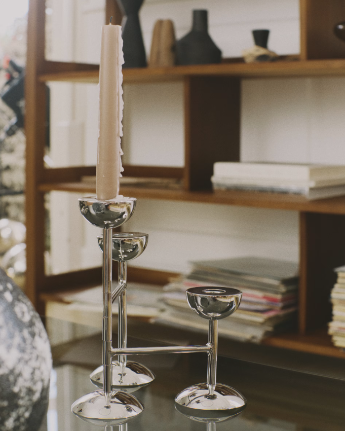 NIRELA Triple stainless steel candle holder 22cm