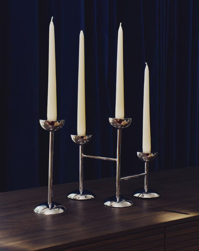 NIRELA Triple stainless steel candle holder 22cm