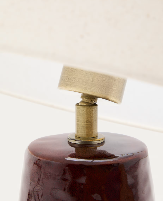DRAVA Table lamp in burgundy ceramic with cotton shade