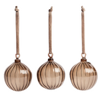 ORANEL Set of 3 brown recycled glass hanging ornaments Ø 8 cm