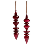 LIOREN Set of 2 red recycled glass hanging ornaments 31 cm