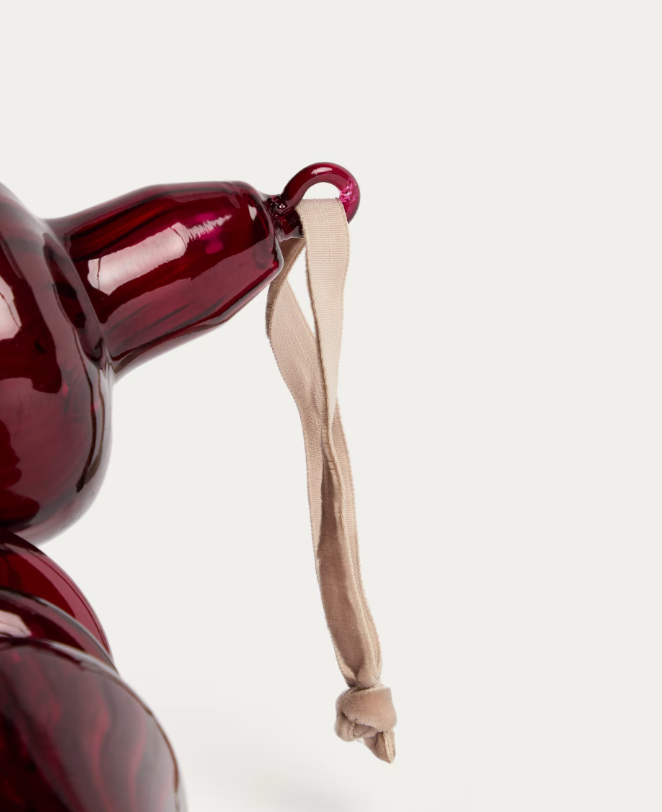 LIOREN Set of 2 red recycled glass hanging ornaments 31 cm