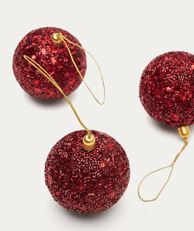 BRIAM Set of 3 large red decorative pendant balls