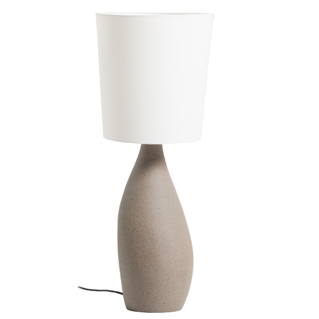 VIONA Large table lamp with textured stone effect and cotton lampshade
