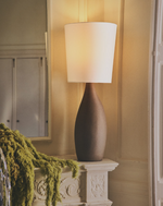 VIONA Large table lamp with textured stone effect and cotton lampshade