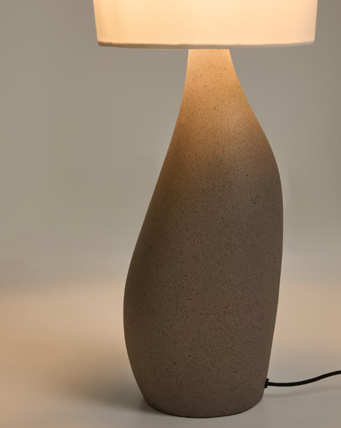 VIONA Large table lamp with textured stone effect and cotton lampshade