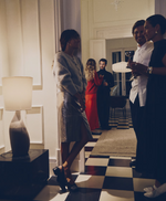 VIONA Large table lamp with textured stone effect and cotton lampshade