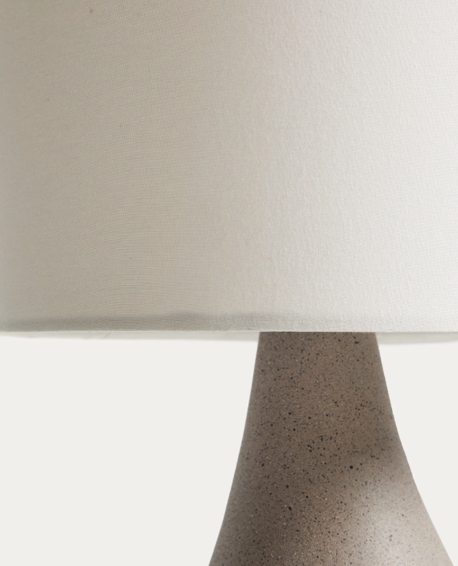 VIONA Large table lamp with textured stone effect and cotton lampshade