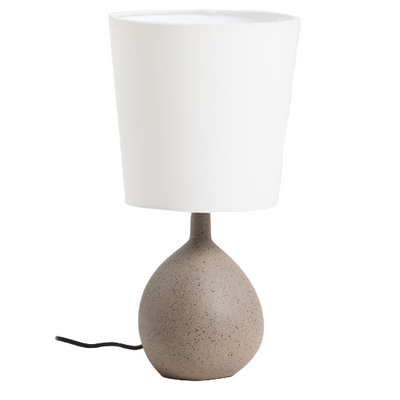 VIONA Large table lamp with textured stone effect and cotton lampshade