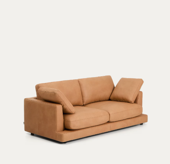 LEATHER GALA 3-seater sofa in brown leather 210cm