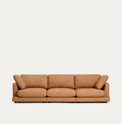 LEATHER GALA 4-seater sofa in brown leather 300cm