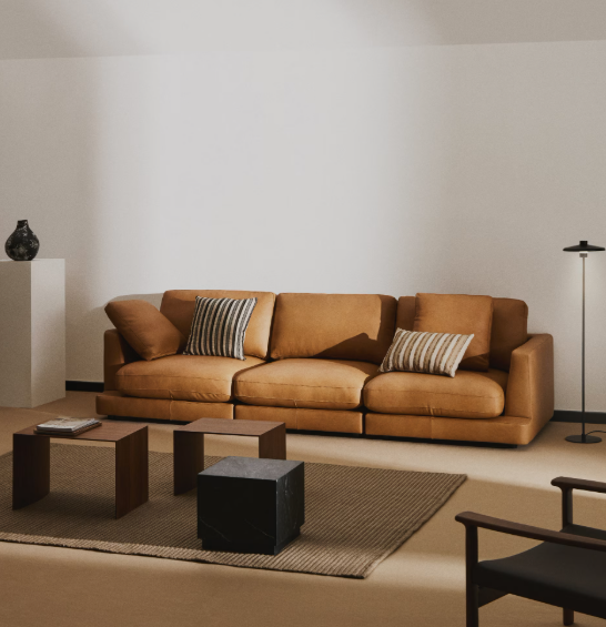 KOŽNA GALA sofa za 4 osobe od smeđe kože 300 cm