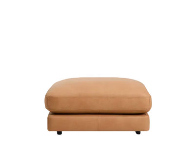 LEATHER GALA brown leather footrest 90 x 90cm