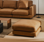 LEATHER GALA brown leather footrest 90 x 90cm